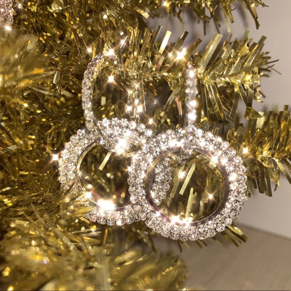 Silver Crystal Hoops - Picture 2 of 2